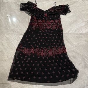 Adrianna Papell Black and Red sequinced Midi Dress